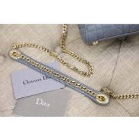 Dior Women CD Mini Lady Dior Bag Cloud Blue Cannage Lambskin (9)