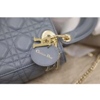 Dior Women CD Mini Lady Dior Bag Cloud Blue Cannage Lambskin (9)