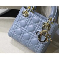 Dior Women CD Mini Lady Dior Bag Placid Blue Cannage Lambskin (6)