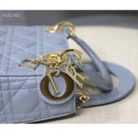 Dior Women CD Mini Lady Dior Bag Placid Blue Cannage Lambskin (6)