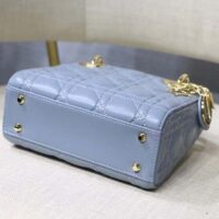 Dior Women CD Mini Lady Dior Bag Placid Blue Cannage Lambskin (6)