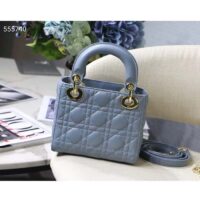 Dior Women CD Mini Lady Dior Bag Placid Blue Cannage Lambskin (6)