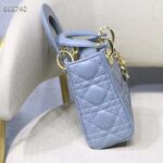 Dior Women CD Mini Lady Dior Bag Placid Blue Cannage Lambskin - immagine 5