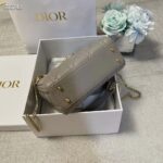 Dior Women CD Mini Lady Dior Bag Stone Gray Cannage Lambskin – Image 6