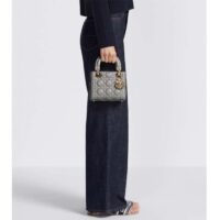 Dior Women CD Mini Lady Dior Bag Stone Gray Cannage Lambskin (5)