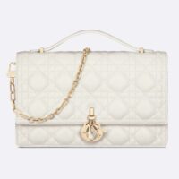Dior Women CD Miss Dior Top Handle Bag Latte Cannage Lambskin