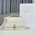 Dior Women CD Miss Dior Top Handle Bag Latte Cannage Lambskin - Image 3