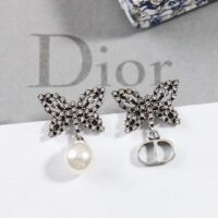 Dior Women CD Papillon De Nuit Earrings Silver Metal Pearls (2)