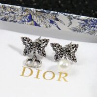 Dior Women CD Papillon De Nuit Earrings Silver Metal Pearls (2)