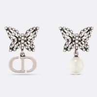 Dior Women CD Papillon De Nuit Earrings Silver Metal Pearls (2)