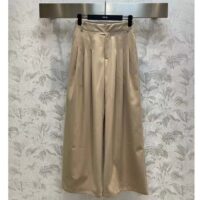 Dior Women CD Pleated Flared Pants Beige Cotton Gabardine (7)