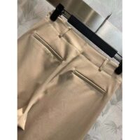 Dior Women CD Pleated Flared Pants Beige Cotton Gabardine (7)