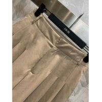 Dior Women CD Pleated Flared Pants Beige Cotton Gabardine (7)