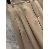 Dior Women CD Pleated Flared Pants Beige Cotton Gabardine (7)