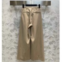 Dior Women CD Pleated Flared Pants Beige Cotton Gabardine (7)