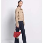 Dior Women CD Saddle Bag Strap Amaryllis Red Grained Calfskin - Imagen 11