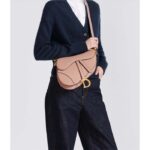 Dior Women CD Saddle Bag Strap Blush Grained Calfskin – Image 11