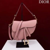 Dior Women CD Saddle Bag Strap Blush Grained Calfskin (4)