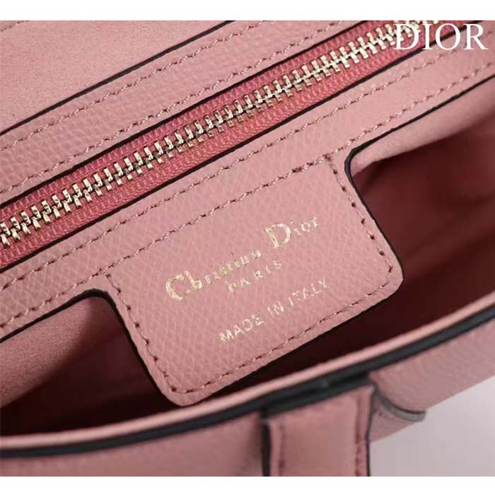 Dior Women CD Saddle Bag Strap Blush Grained Calfskin