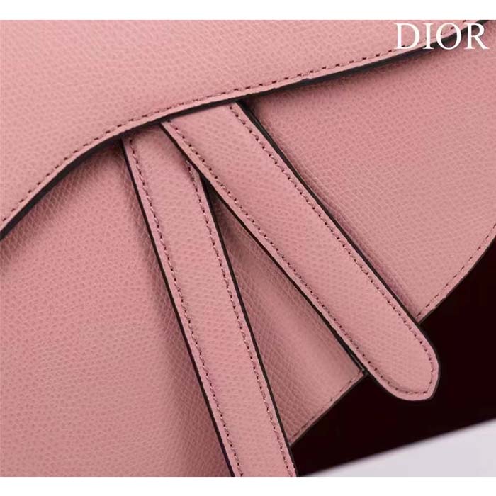 Dior Women CD Saddle Bag Strap Blush Grained Calfskin