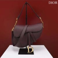 Dior Women CD Saddle Bag Strap Burgundy Grained Calfskin (8)