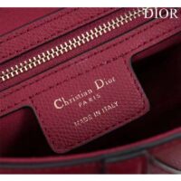 Dior Women CD Saddle Bag Strap Amaryllis Red Grained Calfskin (10)