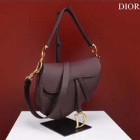 Dior Women CD Saddle Bag Strap Burgundy Grained Calfskin (8)