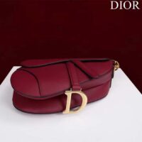 Dior Women CD Saddle Bag Strap Amaryllis Red Grained Calfskin (10)