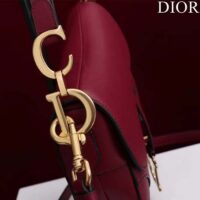 Dior Women CD Saddle Bag Strap Amaryllis Red Grained Calfskin (10)