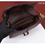 Dior Women CD Saddle Bag Strap Burgundy Grained Calfskin - Image 6