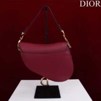 Dior Women CD Saddle Bag Strap Amaryllis Red Grained Calfskin (10)