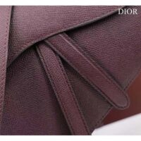 Dior Women CD Saddle Bag Strap Burgundy Grained Calfskin (8)