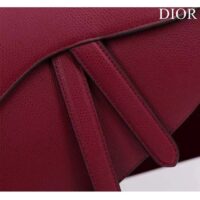 Dior Women CD Saddle Bag Strap Amaryllis Red Grained Calfskin (10)