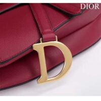 Dior Women CD Saddle Bag Strap Amaryllis Red Grained Calfskin (10)