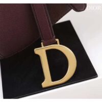 Dior Women CD Saddle Bag Strap Burgundy Grained Calfskin (8)