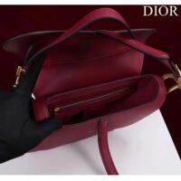 Dior Women CD Saddle Bag Strap Amaryllis Red Grained Calfskin (10)