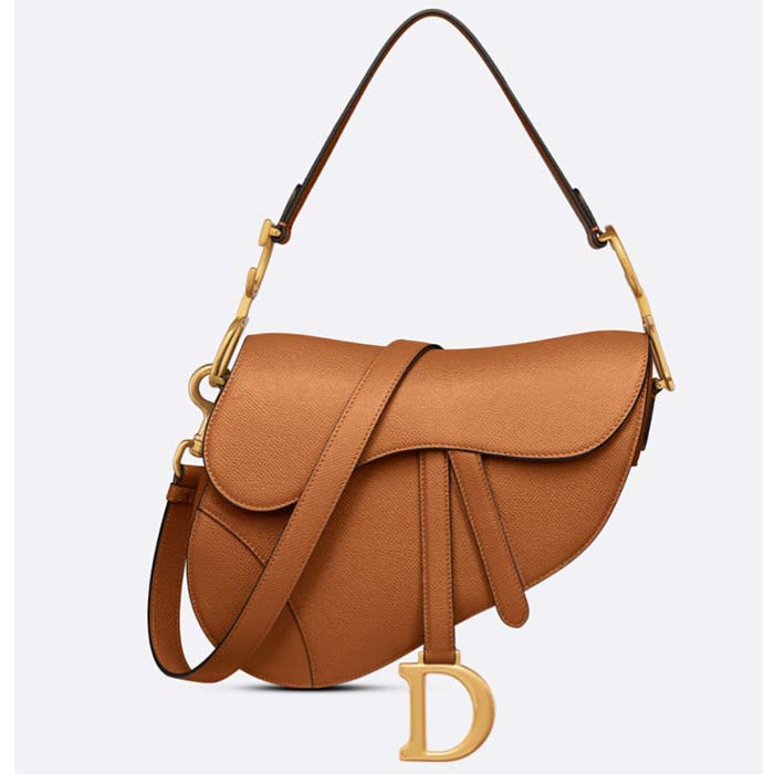 Dior Women CD Saddle Bag Strap Golden Saddle Grained Calfskin