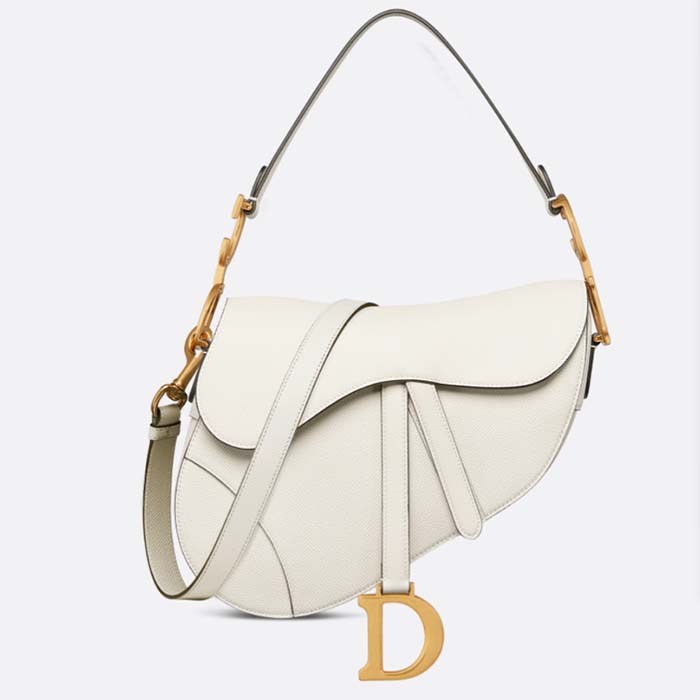Dior Women CD Saddle Bag Strap Latte Grained Calfskin