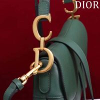 Dior Women CD Saddle Bag Strap Pine Green Grained Calfskin (10)