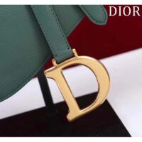 Dior Women CD Saddle Bag Strap Pine Green Grained Calfskin (10)