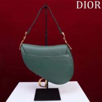 Dior Women CD Saddle Bag Strap Pine Green Grained Calfskin (10)