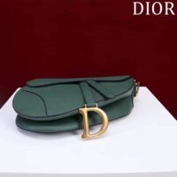Dior Women CD Saddle Bag Strap Pine Green Grained Calfskin (10)
