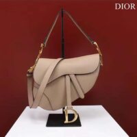 Dior Women CD Saddle Bag Strap Sand-Colored Grained Calfskin (1)