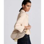 Dior Women CD Saddle Bag Strap Sand-Colored Grained Calfskin - Image 11