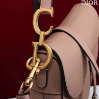 Dior Women CD Saddle Bag Strap Sand Pink Grained Calfskin (9)