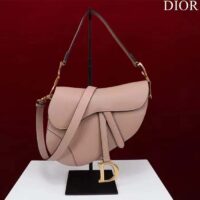 Dior Women CD Saddle Bag Strap Sand Pink Grained Calfskin (9)