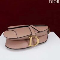 Dior Women CD Saddle Bag Strap Sand Pink Grained Calfskin (9)