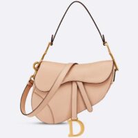 Dior Women CD Saddle Bag Strap Sand Pink Grained Calfskin (9)