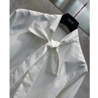 Dior Women CD Shirt Bow Collar White Cotton Silk Poplin (2)