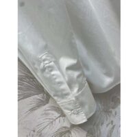 Dior Women CD Shirt Bow Collar White Cotton Silk Poplin (2)